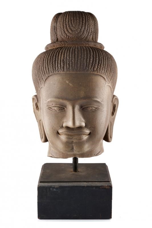 Testa di Buddha in Pietra nello Stile Khmer