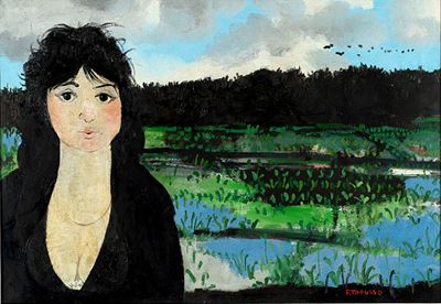 In risaia, olio su tela, 70x100 cm, 1979