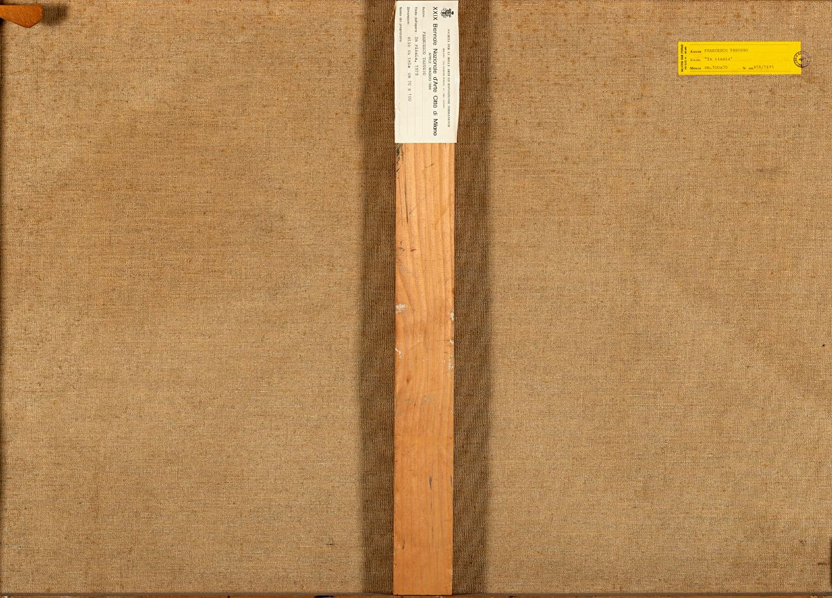 Francesco Tabusso - In risaia, olio su tela, 70x100 cm, 1979