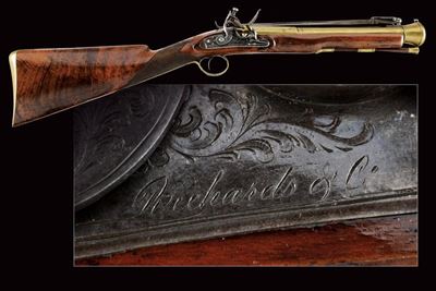 Bel Trombone a Pietra Focaia da Marina con Baionetta Firmato Richards