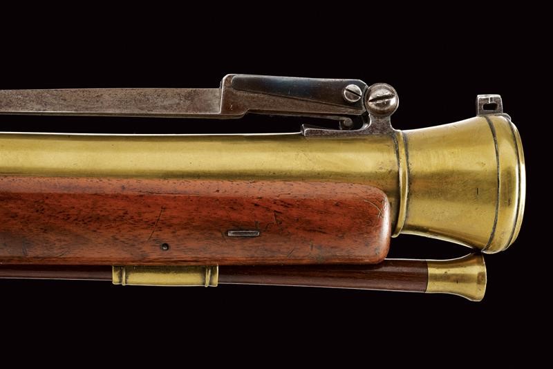 Bel Trombone a Pietra Focaia da Marina con Baionetta Firmato Richards
