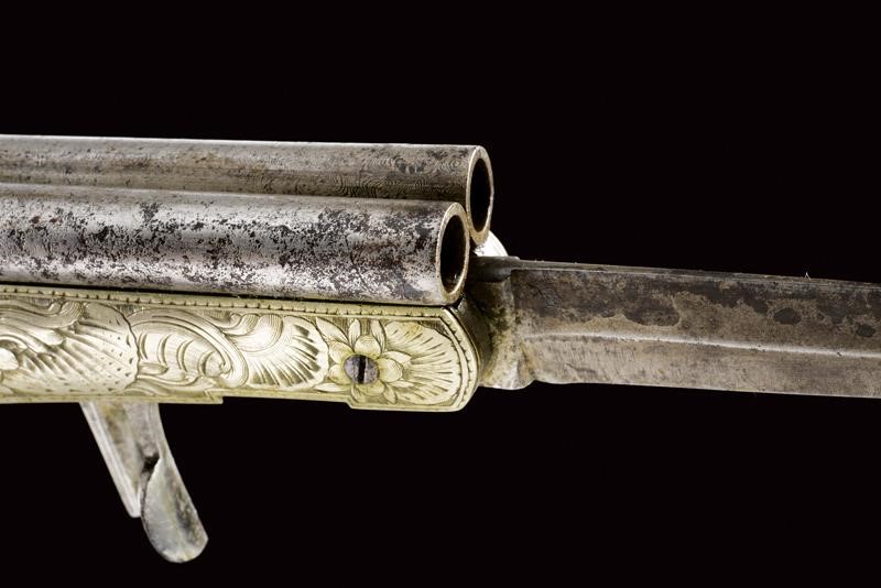 Rara Pistola a Luminello a Due Canne con Coltello