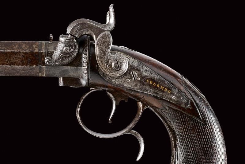 Rarissimo Paio di Pistole a Luminello a Cariche Sovrapposte di Colombo