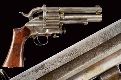 Raro Revolver le Mat a Doppia Canna a Percussione Centrale