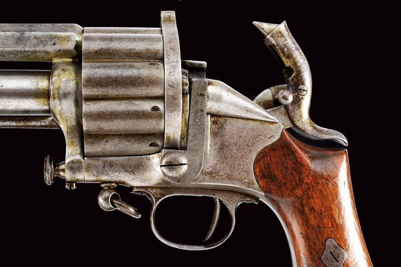 Raro Revolver le Mat a Doppia Canna a Percussione Centrale