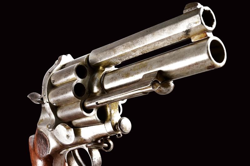 Raro Revolver le Mat a Doppia Canna a Percussione Centrale