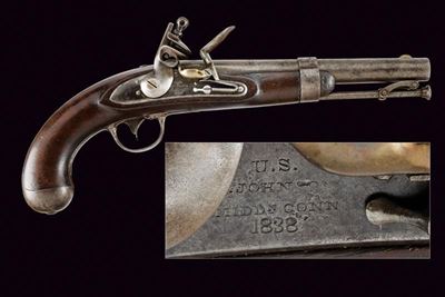 Interessante Pistola a Pietra Focaia D'ordinanza Mod. 1836 di R. Johnson