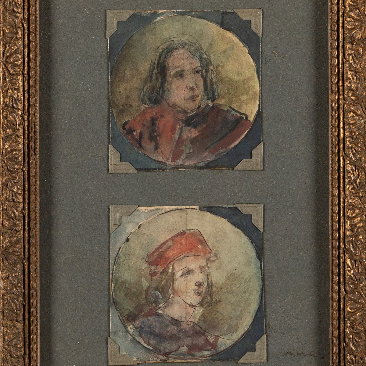 Attribuito a Ermenegildo Agazzi (mapello 1866-bergamo 1945) - Lorenzo il Magnifico e Raffaello