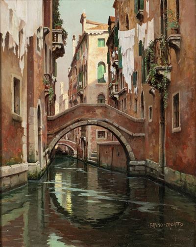Senza titolo (Venezia), olio su tavola, cm 50 x 40
