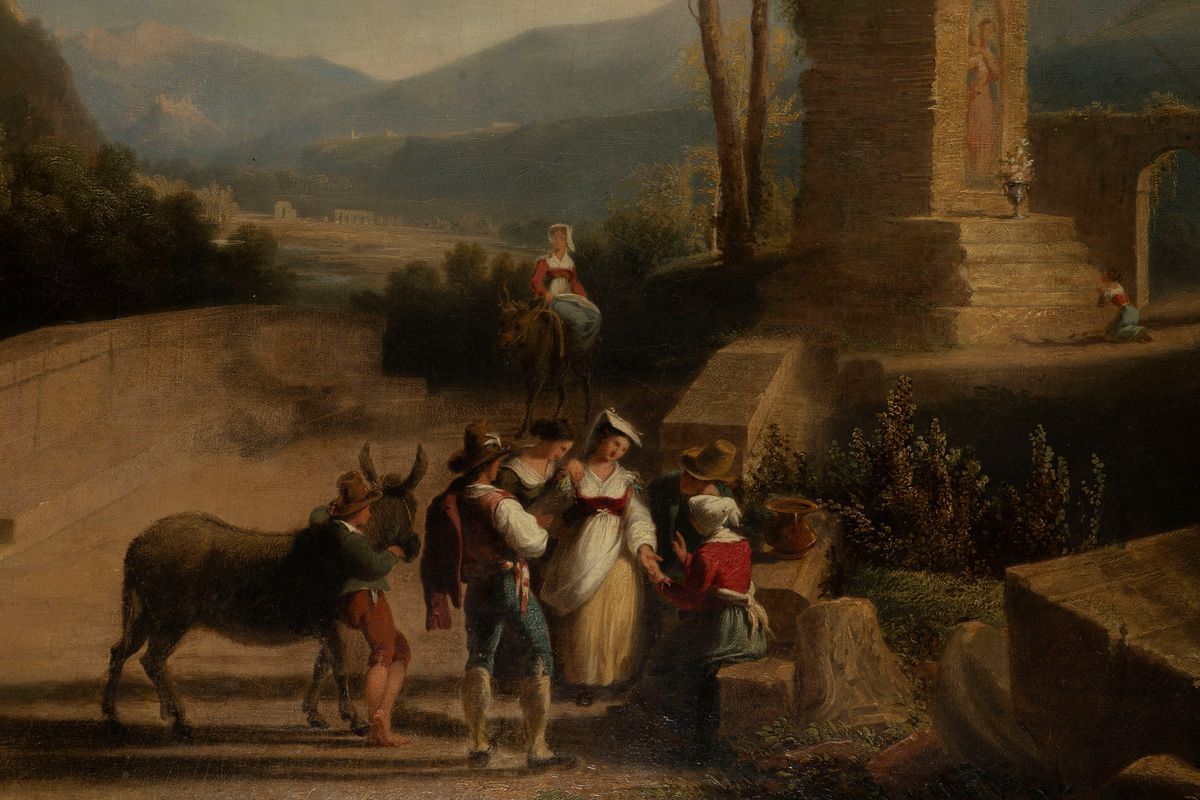 James William Giles - Veduta di Ariccia, olio su tela