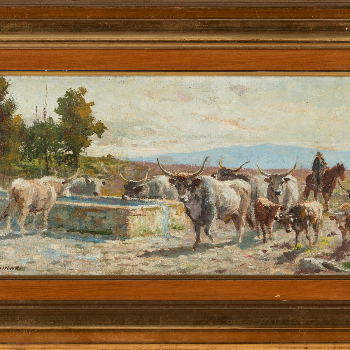 Attribuito a Enrico Coleman (roma 1846-1911) - Buttero con Buoi