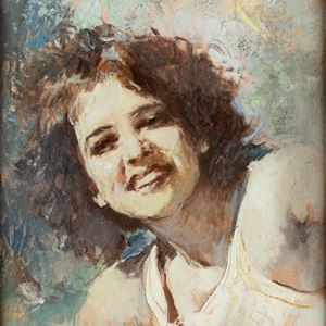 Ritratto femminile (fronte); Paesaggio tunisino (retro)