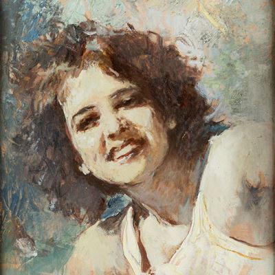 Ritratto Femminile (fronte); Paesaggio Tunisino (retro)
