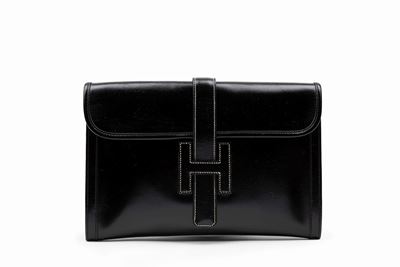Pochette Jige, pelle nera, design anni '80