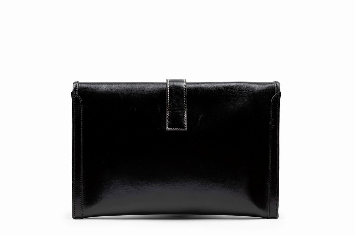 Hermès - Pochette Jige, pelle nera, design anni '80