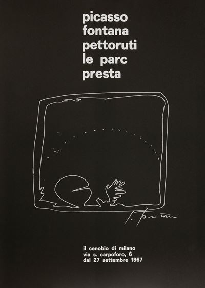 Picasso, Fontana, Pettoruti, Le Parc, Presta, Il cenobio di Milano, manifesto