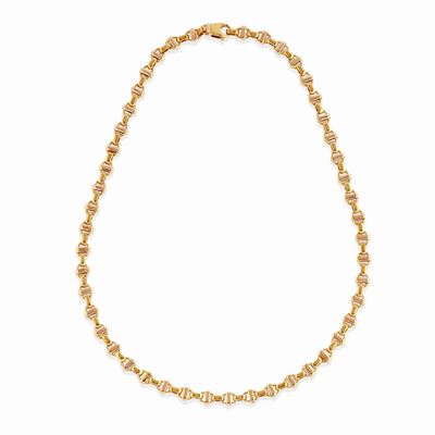 Collana in oro bicolore 18K con maglia decorata