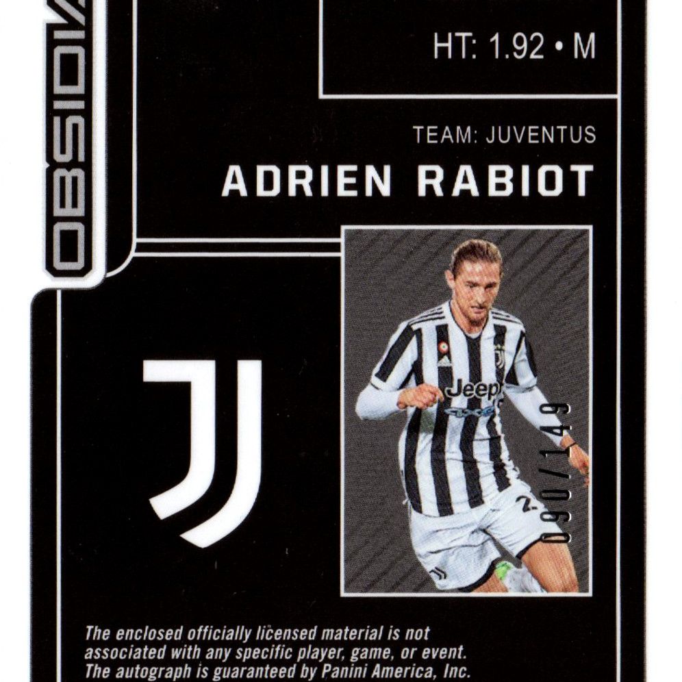 Adrien Rabiot - Card autografata Panini Obsidian Jersey 90/149