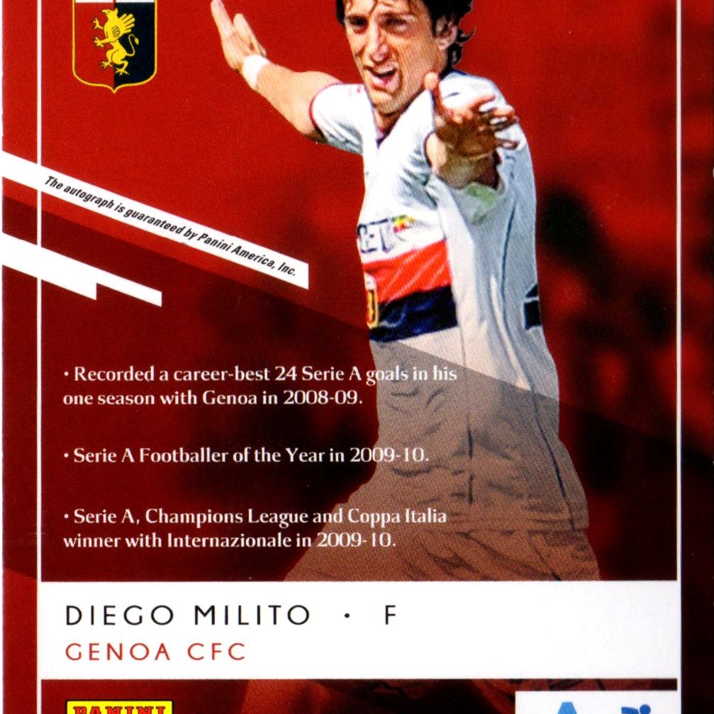 Diego Milito - Card autografata - Panini Chronicles Elite 2019