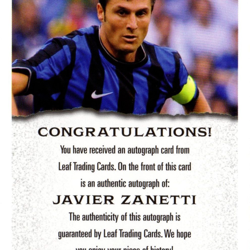 Javier Zanetti - Card autografata Leaf Pro Sets 2022
