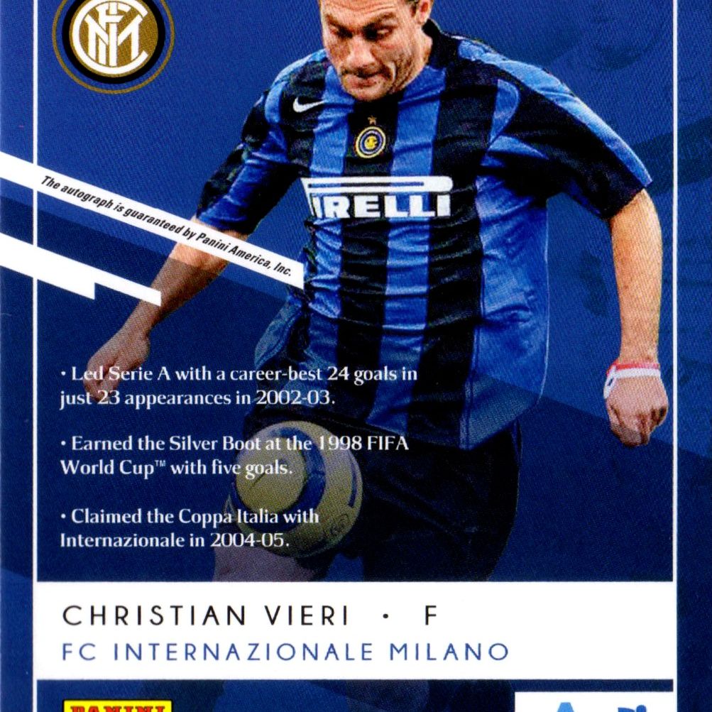 Christian Vieri - Card autografata Panini Chronicles Elite 2019