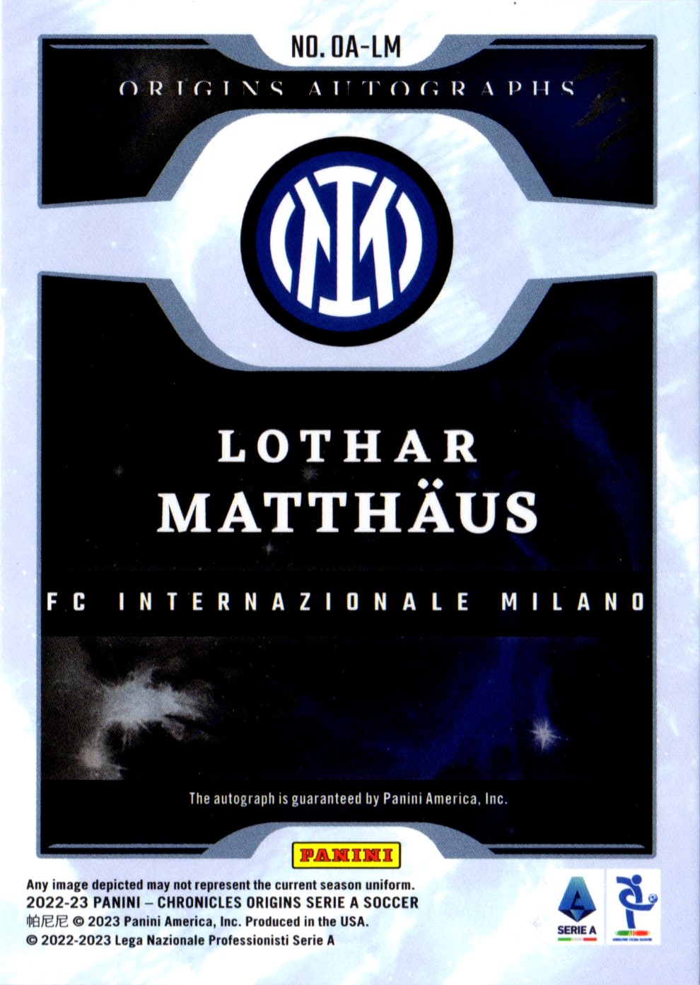 Lothar Matthaus - Inter - Panini Chronicles Origins Serie A 282 