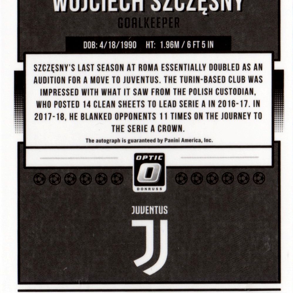 Wojciech Szczesny - Card autografata Panini Donruss Optic Silver Prizm 2018
