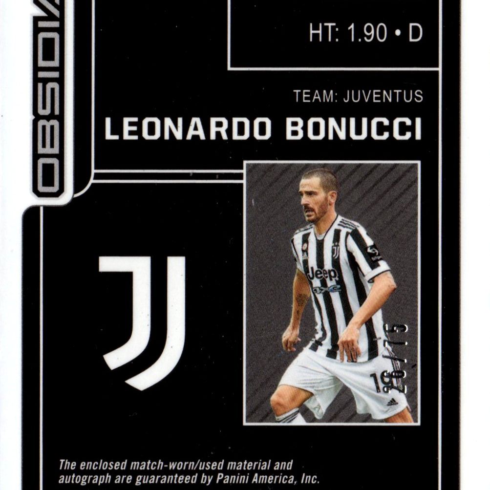 Leonardo Bonucci - Card autografata Panini Obsidian Purple Match Used Patch 26/75
