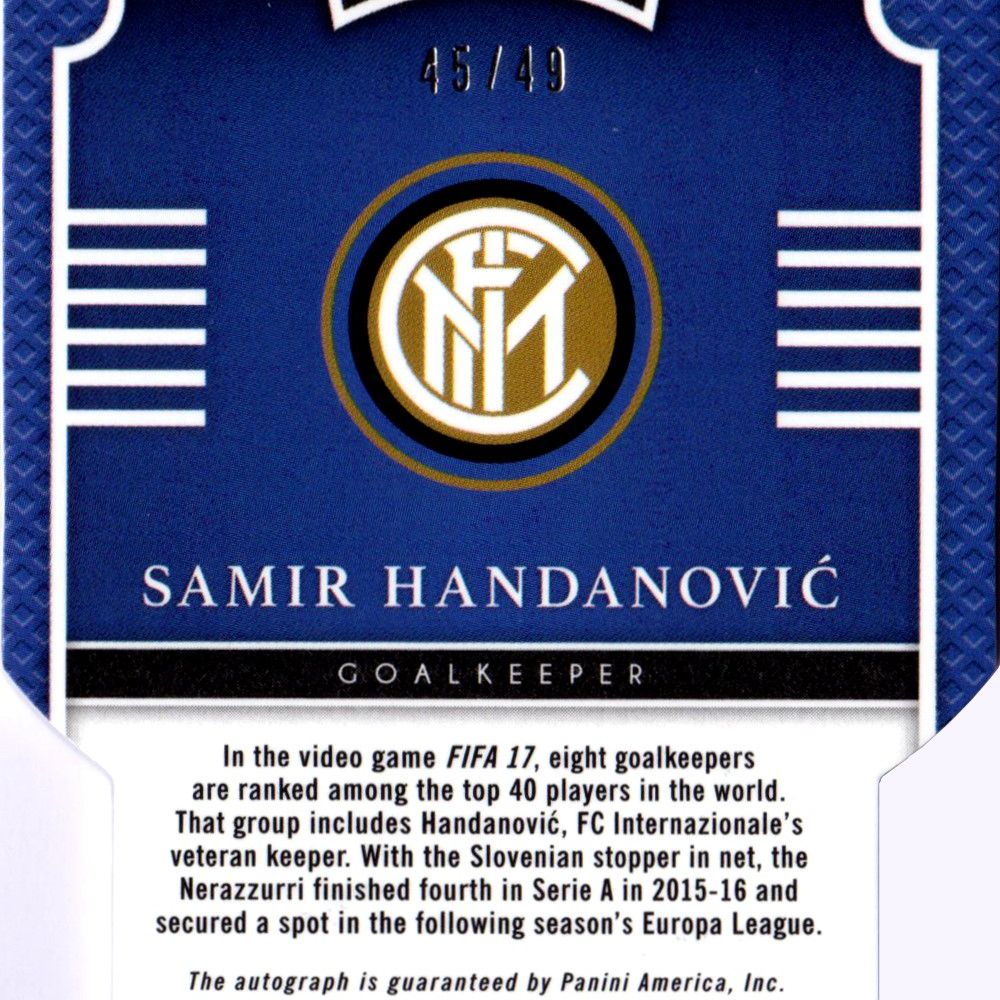 Samir Handanovic - Card autografata Panini Select Neon Green Prizm 45/49