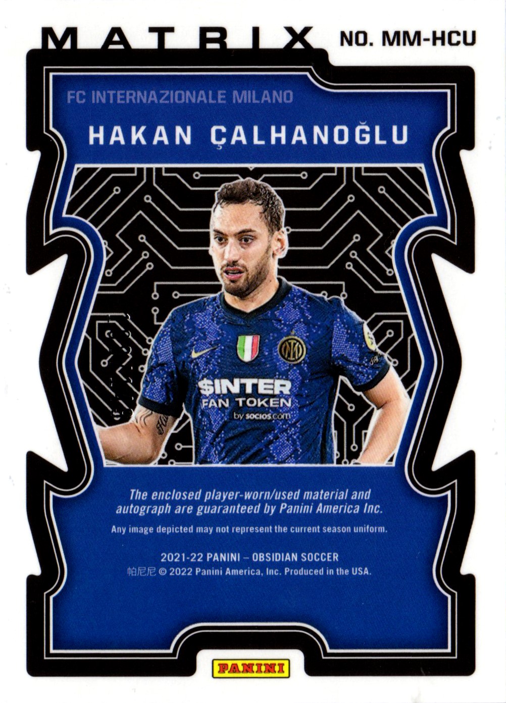Hakan Calhanoglu - Inter - Panini Obsidian Soccer Matrix Patch 