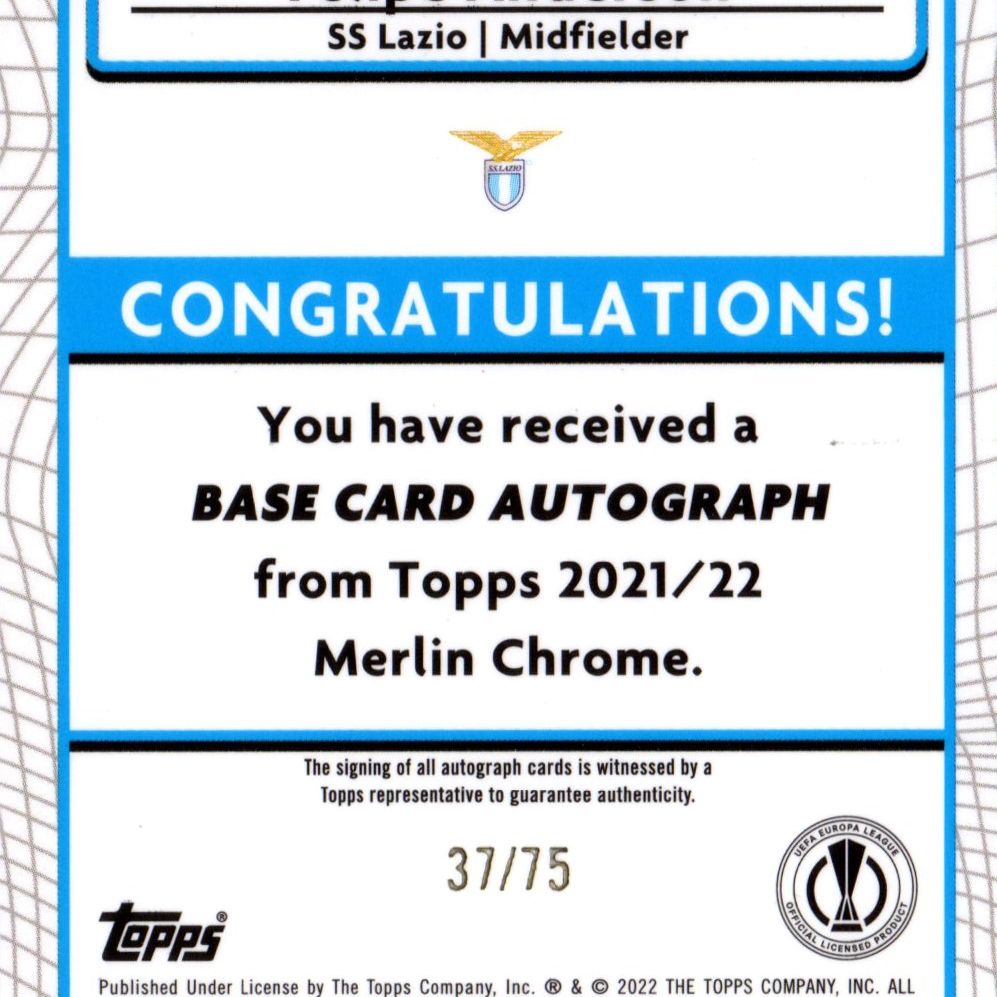 Felipe Anderson - Card autografata Topps UEFA Merlin 37/75
