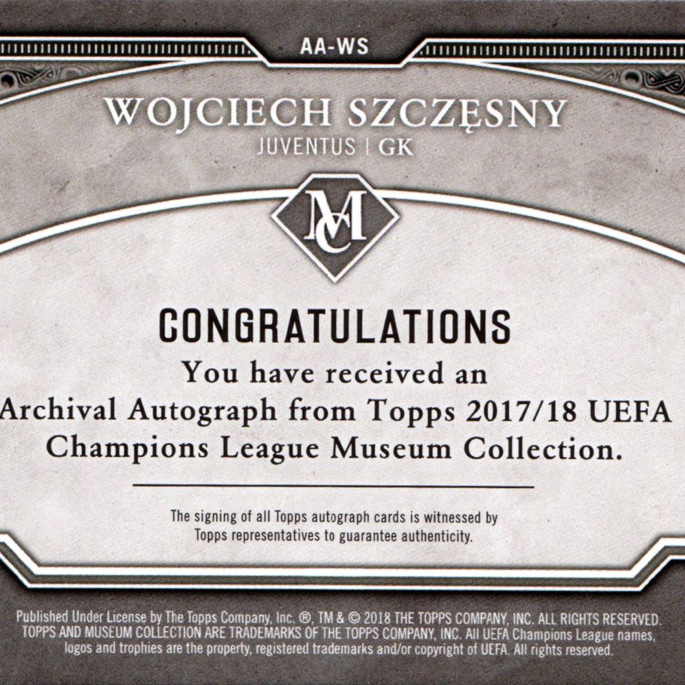 Wojciech Szczesny - Card autografata della Topps UEFA Museum Collection 35/99
