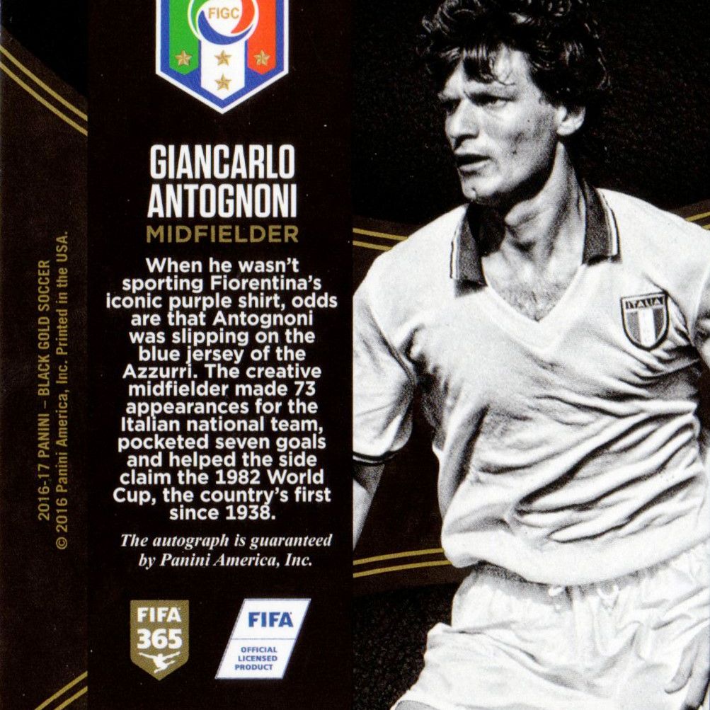 Giancarlo Antognoni - Card autografata Panini Black Gold, tiratura 63/99