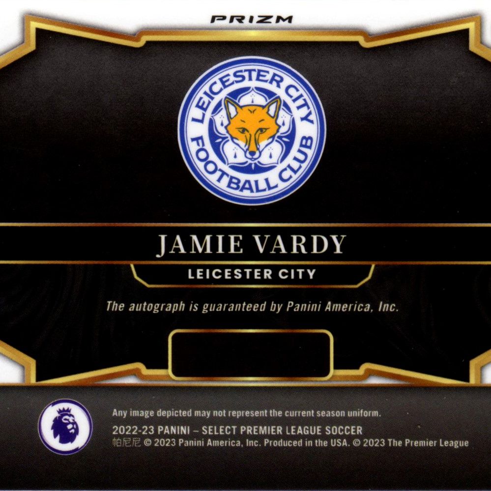Jamie Vardy - Card autografata - Panini Select Pitchside Signatures Prizm (2021)