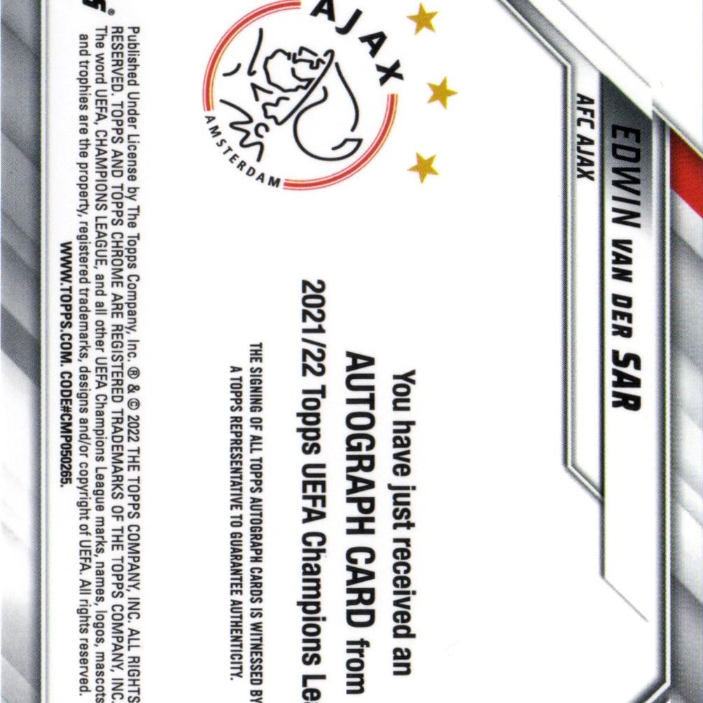 Edwin Van Der Sar - Card autografata – Topps Chrome UEFA 2021