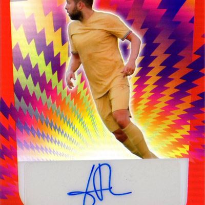 Card autografata Leaf Vivid Soccer Striking Red Barcelona 4/6