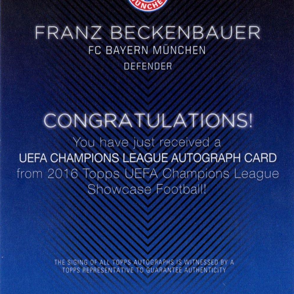 Franz Beckenbauer - Card autografata Topps UCL Showcase del 2015