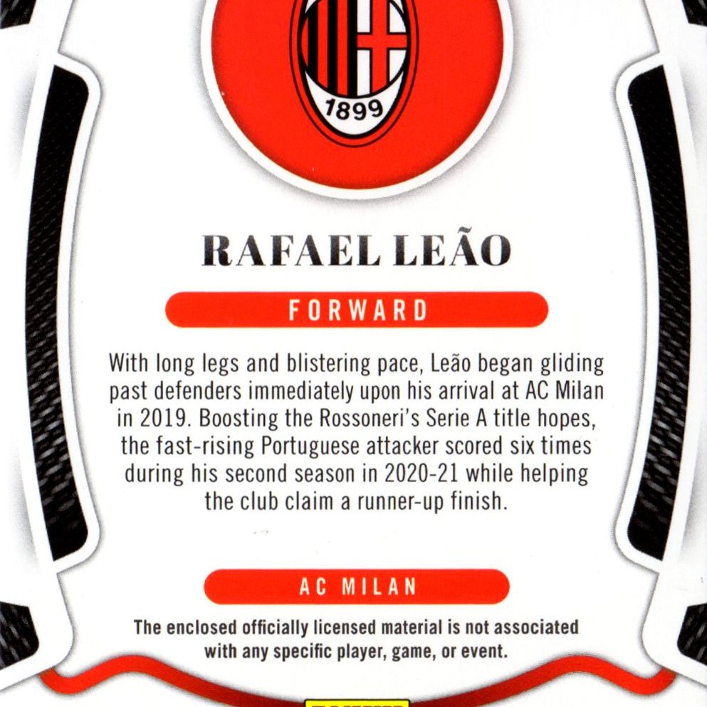 Rafael Leao - Panini Chronicles Soccer Certified Silver Relic 21/49