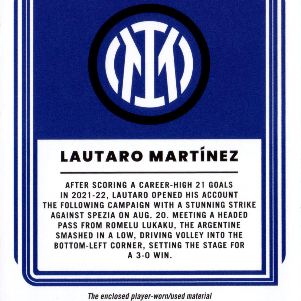 Lautaro Martinez - Card Relic di divisa da gioco - Panini Donruss Optic FIFA Kit Series 2, 2022