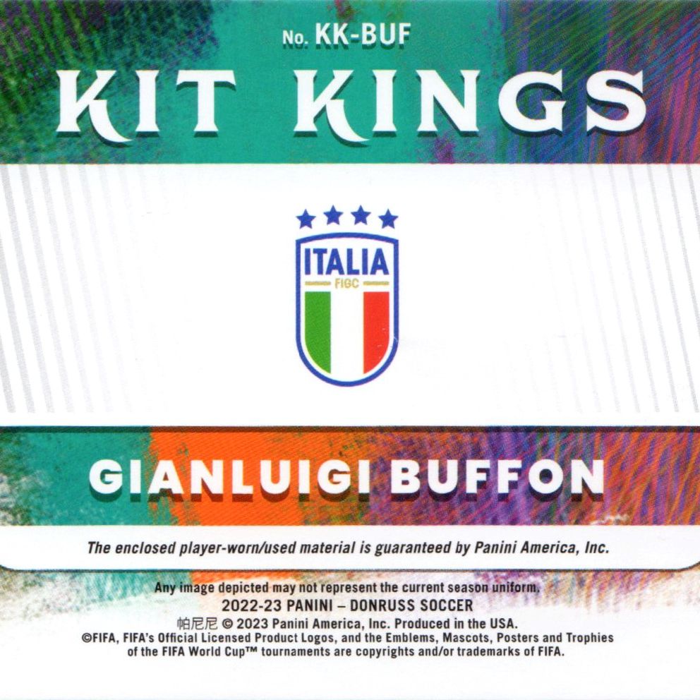 Gianluigi Buffon - Card relic Panini Donruss Kit Kings con patch di maglia