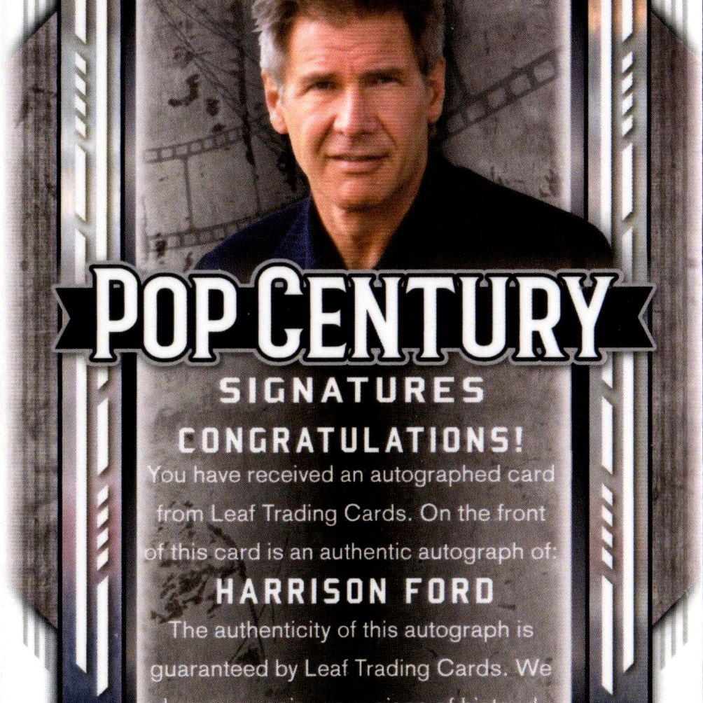 Harrison Ford - Card autografata Leaf Pop Century Black 2/3