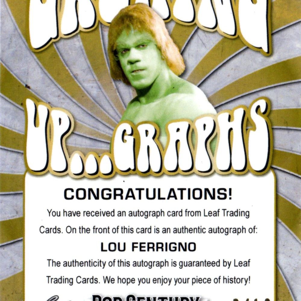 Lou Ferrigno - Leaf Pop Century Metal Growing Up Graphs Wave Blue, autografato, tiratura 09/10