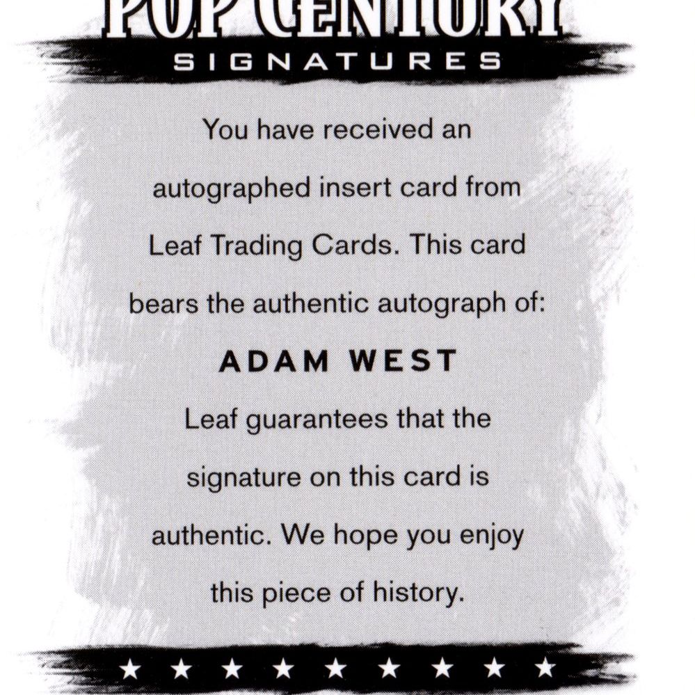 Adam West - Card autografata - Leaf Pop Century 2012