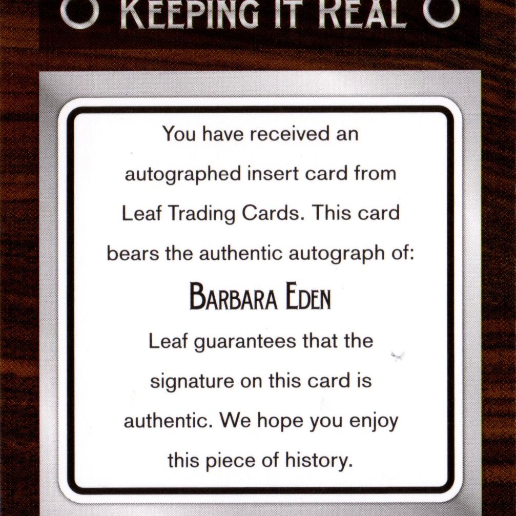 Barbara Eden - Leaf Pop Century Keeping It Real, card autografata