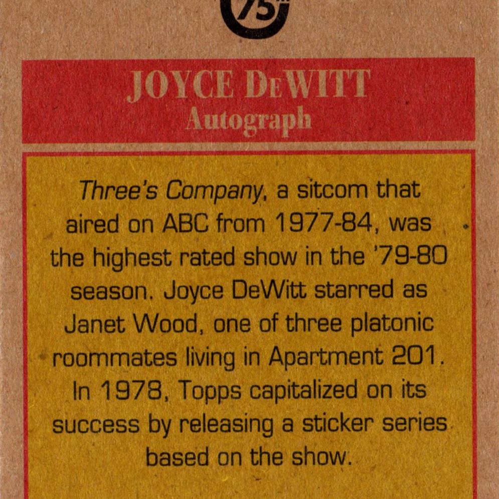 Joyce Dewitt - Card autografata del 75° Anniversario Topps