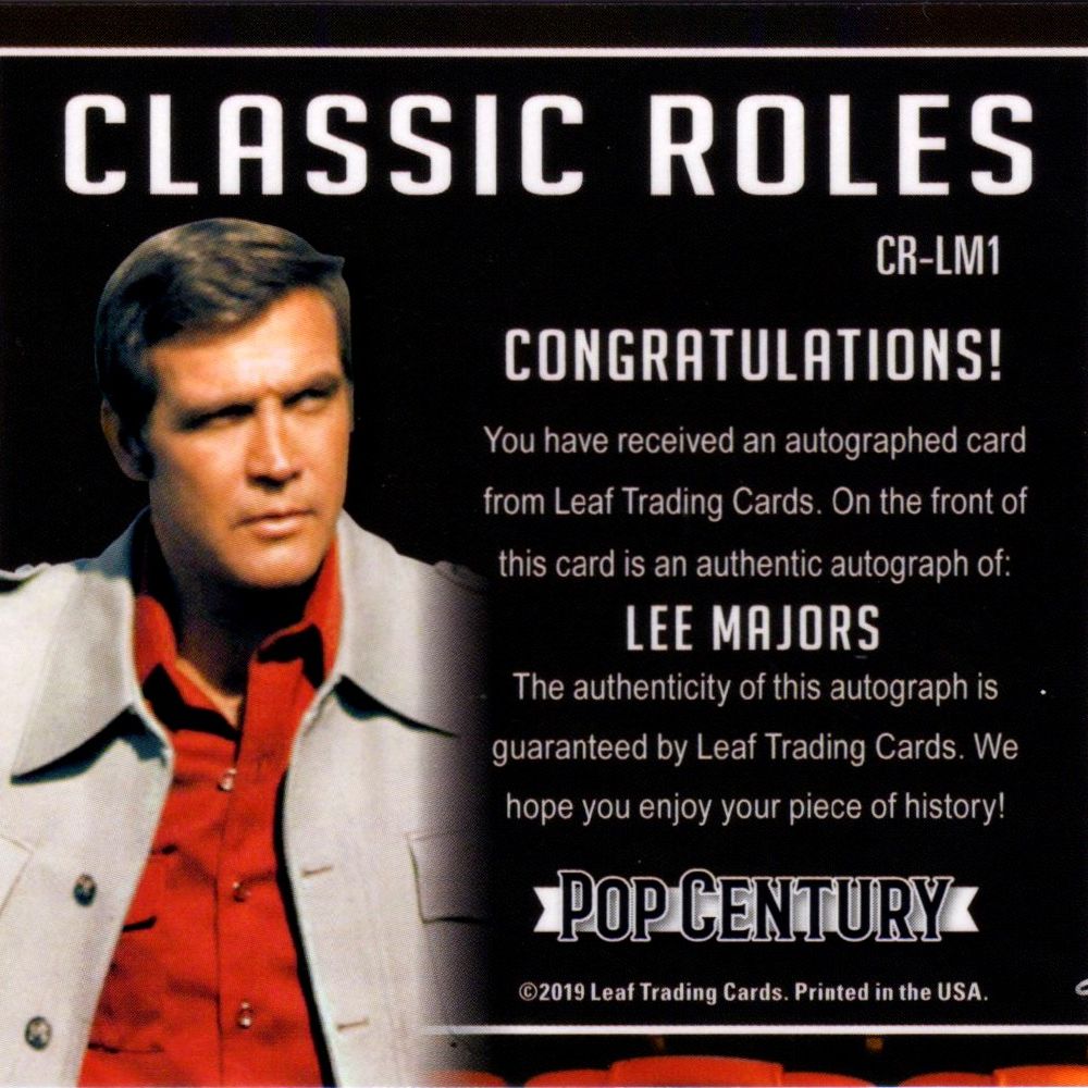 Lee Majors - Card autografata della Leaf Pop Century Classic Roles