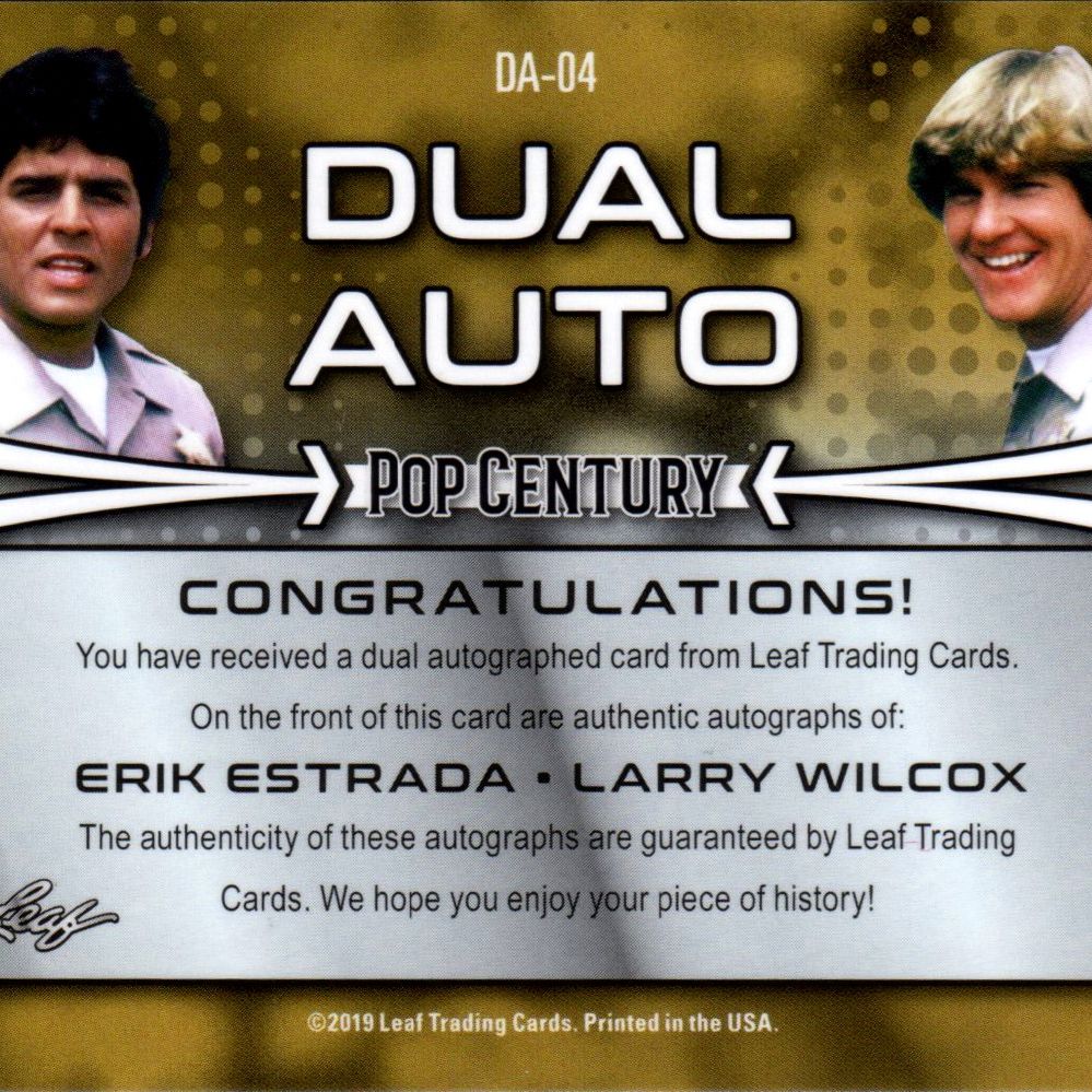 Erik Estrada e Larry Wilcox - Card autografata Leaf Pop Century Dual Auto