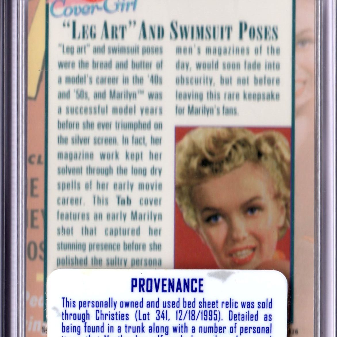 Marilyn Monroe - Game Used Bed Sheet Relic Card da Christie’s Auction