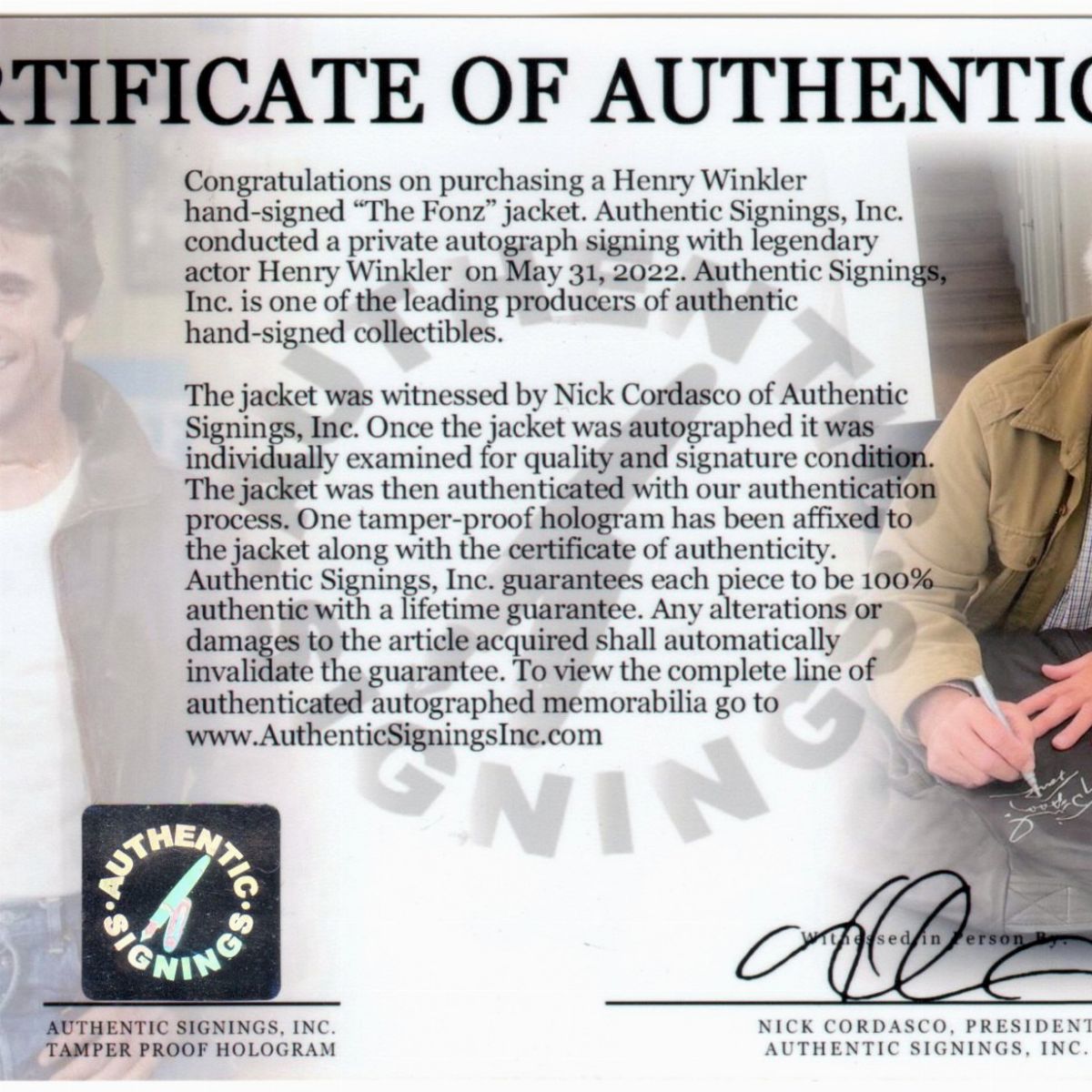 Henry Winkler (fonzie) - Giacca di Fonzie autografata