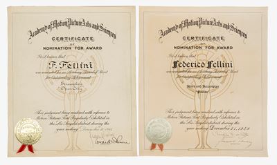 Fellini e Rossellini, Certificate of Nomination for Best Screenplay for 'Roma Città Aperta' and '...